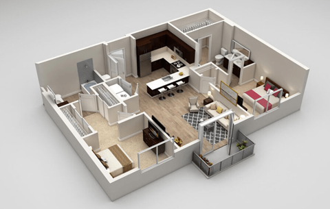 Ellington 2 bed 2 bath at Highland Row Apartments, Tennessee, 38111